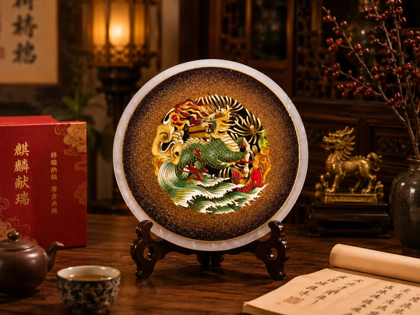 场景图-玉石-麒麟献瑞（左向）-25cm-1680元