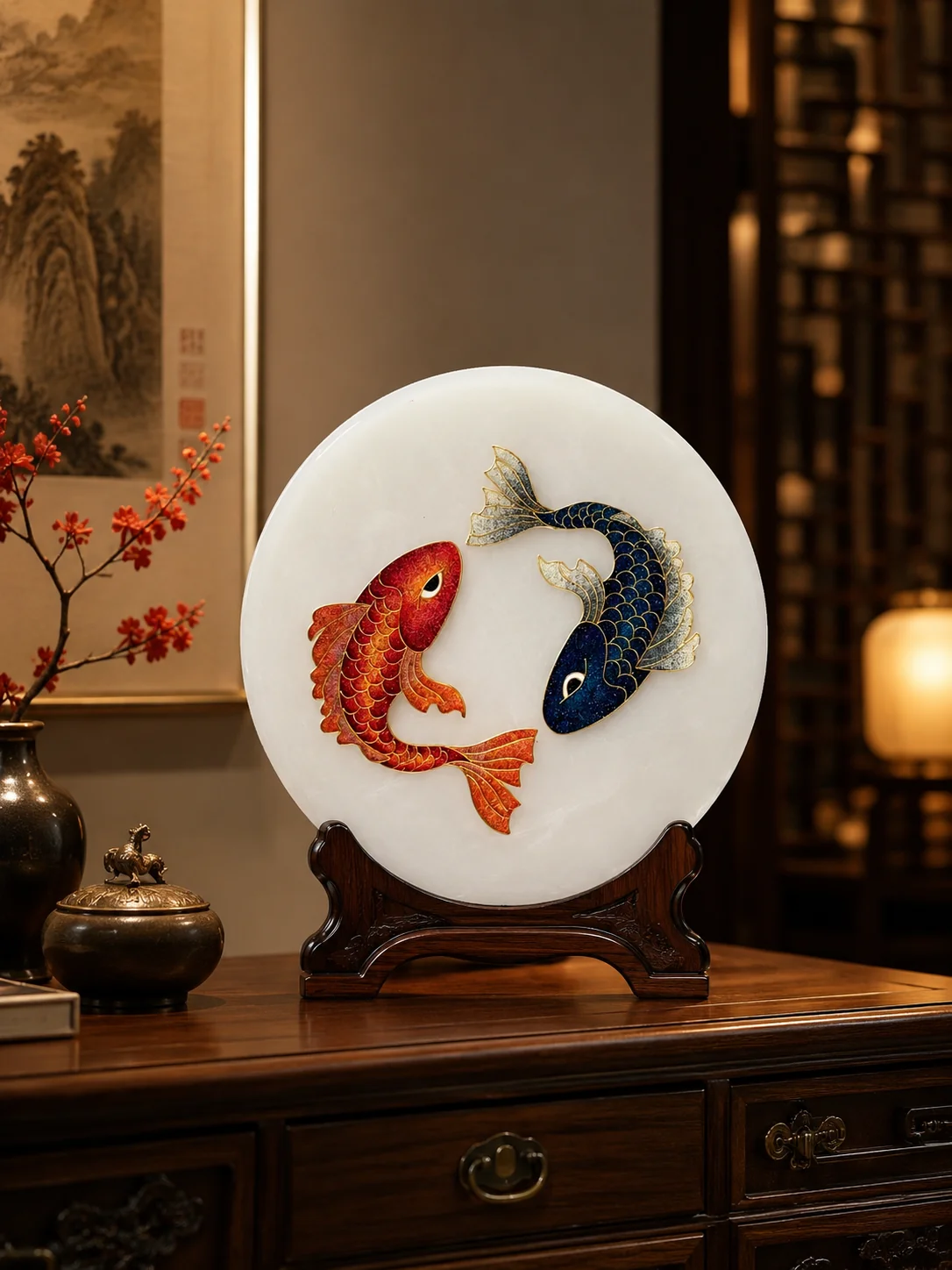 场景图-玉石-锦鲤双福-20cm-888元