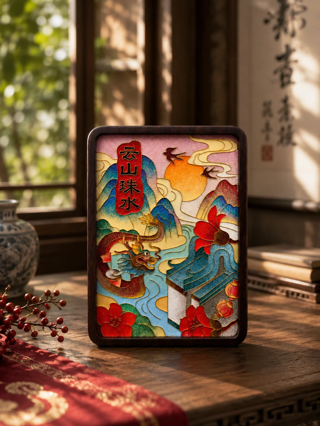 场景图-黑檀-云山珠水-15*20cm-888元