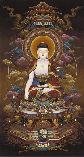 掐丝珐琅唐卡.三宝佛.释迦牟尼佛 (精工)
