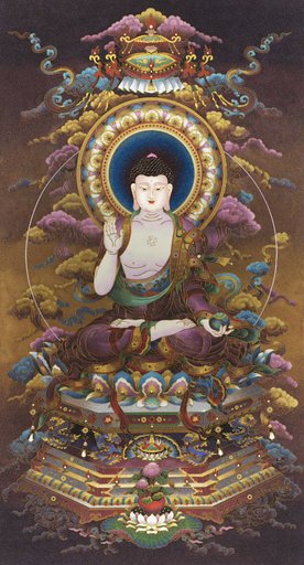 掐丝珐琅唐卡.三宝佛.药师佛 (精工)