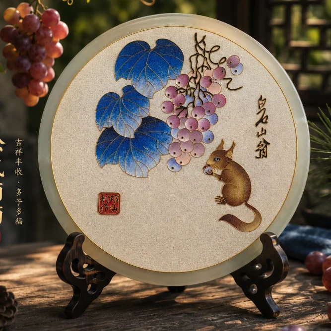 玉石.松鼠葡萄