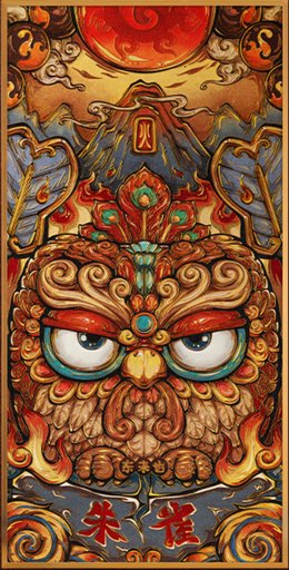 国潮风水画.朱雀