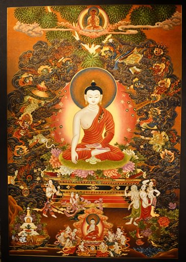 掐丝珐琅唐卡.佛祖降魔成道 (精工)