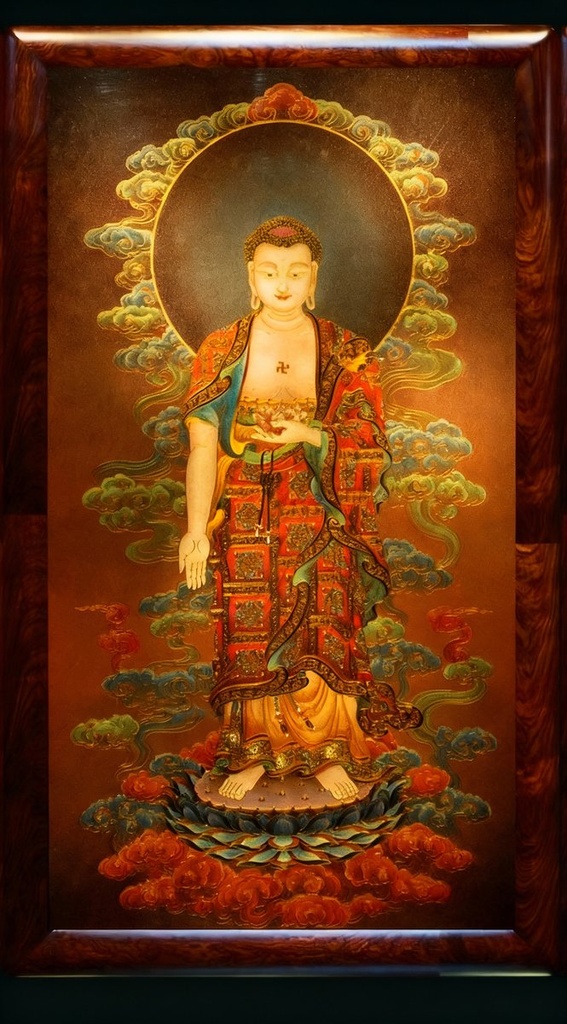 掐丝珐琅唐卡.西方三圣.阿弥陀佛