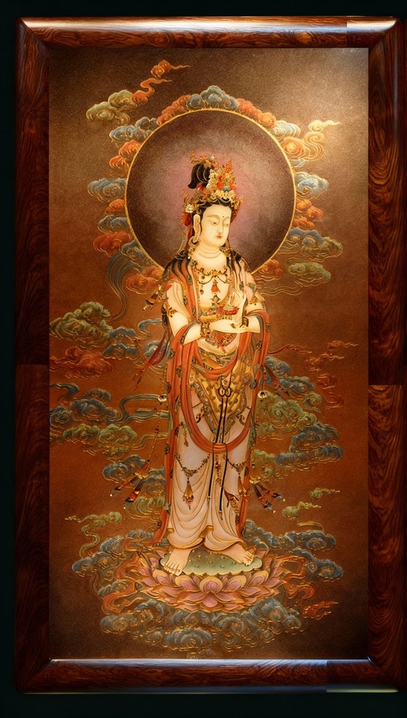 掐丝珐琅唐卡.西方三圣.大势至菩萨