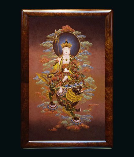 掐丝珐琅唐卡.四大菩萨.骑谛听地藏 (精工)