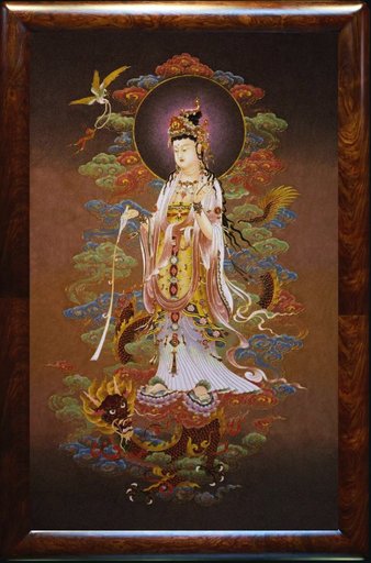 掐丝珐琅唐卡.四大菩萨.乘龙观音 (精工)