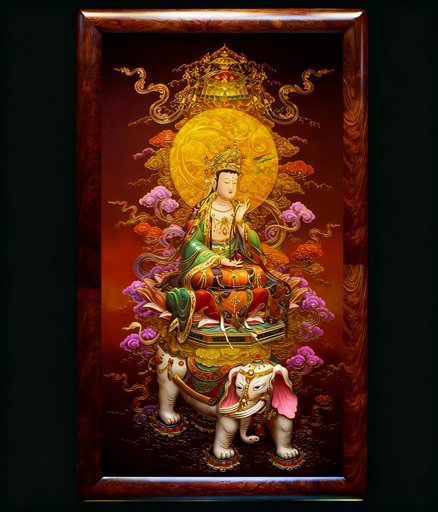 掐丝珐琅唐卡.华严三圣A (精工)